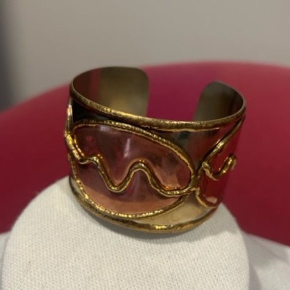 VTG Mixed Metal Hand Crafted Wide CUFF BRACELET - Picture 5 of 7
